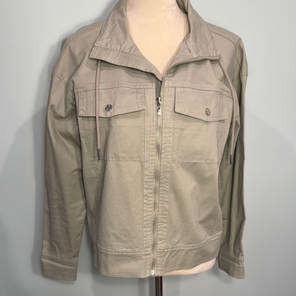 Rafaella khaki green cotton blend zippered jacket Size S